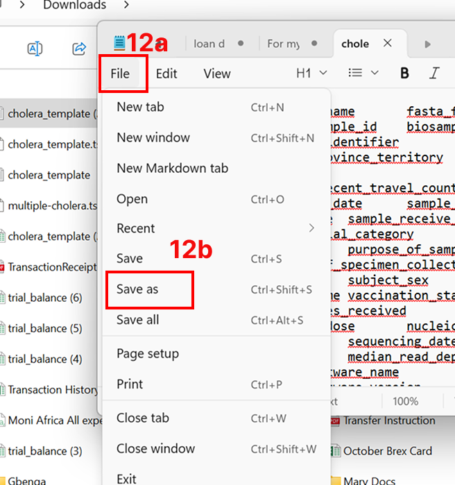 Notepad File menu - Save As